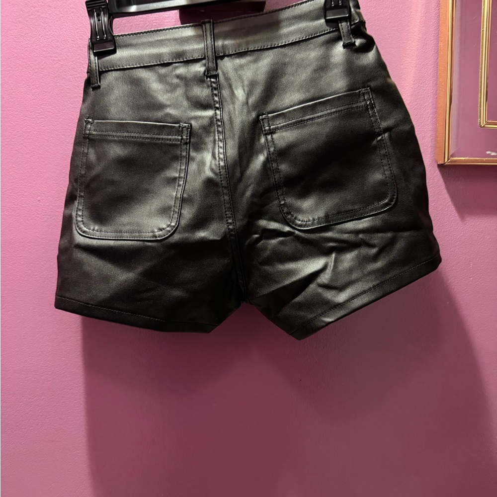 Black Faux Leather Women’s Shorts NWOT - Picture 2 of 2